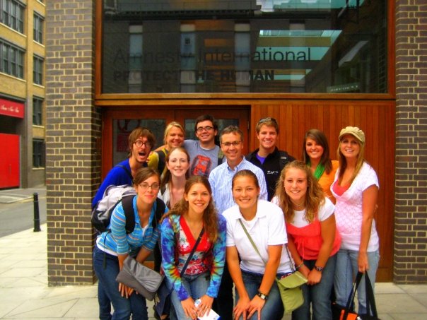 Dr. Harrist taking us to visit the Amnesty International Headquarters in London, 2008. 